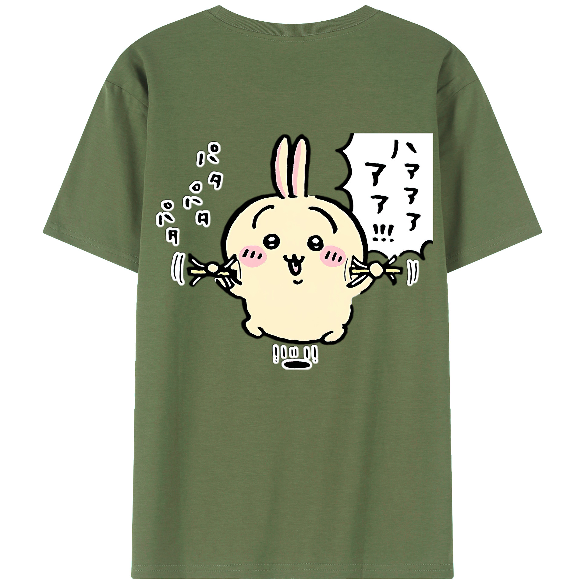 （画像用） ちいかわ うさぎ Chii-kawa usagi 綿100％ メンズ半袖Tシャツ（バックプリント） 通気性